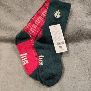 Lug Tip Toe Socks 2pk - Snowman Plaid - NWT